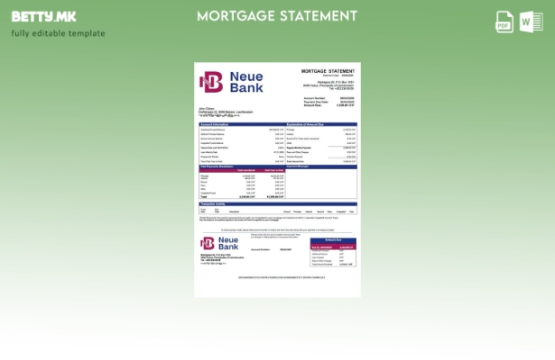модерен стил Извештај за хипотека на Лихтенштајн Ноје банка Шаблон за Word и PDF